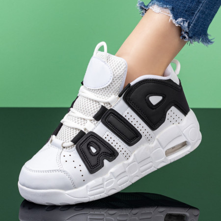 Adidasi dama, Pantofi sport dama albi cu negru ZEF07781 - zeforia.ro