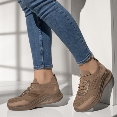 Adidasi dama, Pantofi sport dama cu siret khakiMOD13398, modlet.ro