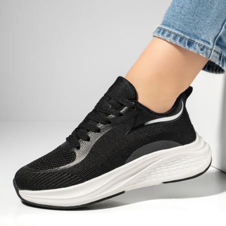 Adidasi dama, Pantofi sport dama cu siret negru cu alb MOD13045, modlet.ro