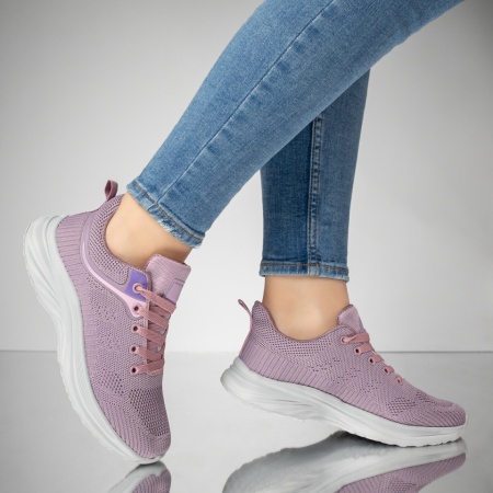 Pantofi sport dama cu siret si talpa groasa mov MOD13220, 4, modlet.ro