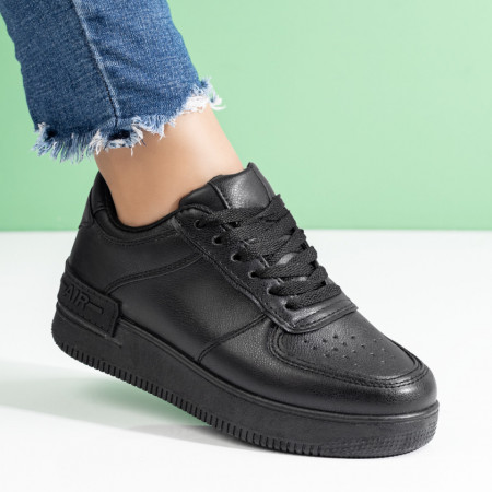 Pantofi sport dama cu siret si talpa groasa negri MOD01444, 4, modlet.ro