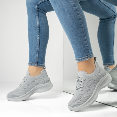 Adidasi dama, Pantofi sport dama cu talpa groasa gri MOD13235, modlet.ro