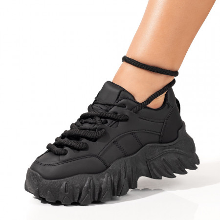 Adidasi dama, Pantofi sport dama cu talpa groasa negri MOD10012, modlet.ro