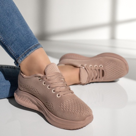 Pantofi sport dama din material textil roz deschis MOD13185, 3, modlet.ro