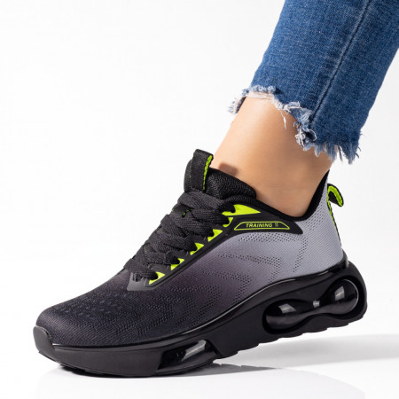 Adidasi dama, Pantofi sport dama gri cu verde si talpa groasa MOD09503, modlet.ro