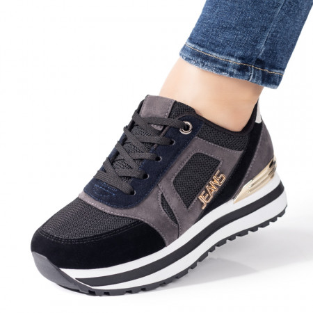 REDUCERI INCALTAMINTE, Pantofi sport dama negri cu gri MOD08640, modlet.ro