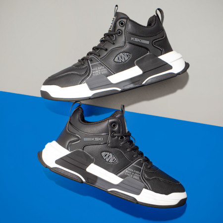 Plateste Jumatate!, Pantofi sport negri cu alb barbati MOD10016, modlet.ro