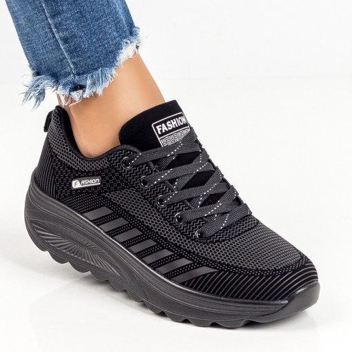 Adidasi dama, Pantofi sport negru cu alb dama si siret ZEF01616 - zeforia.ro