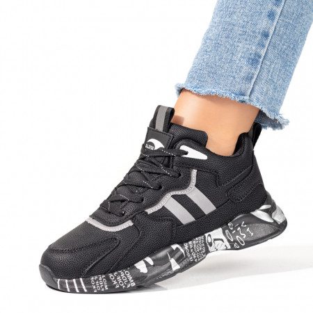 Adidasi dama, Pantofi sport unisex negri cu siret MOD06683, modlet.ro