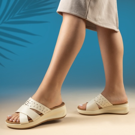 Papuci casual dama cu platforma bej ZOE5, 2, modlet.ro