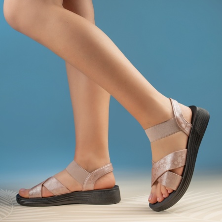 Sandale dama, Sandale dama cu imprimeu roz MOD13394, modlet.ro