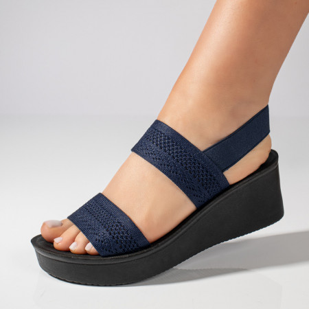 Sandale cu platforma, Sandale dama cu platforma din material textil albastre ZEF08494 - zeforia.ro