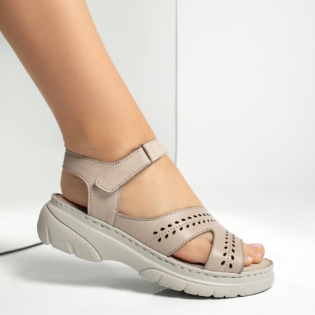 Sandale dama cu platforma gri din Piele naturala ZEF13634, 3, zeforia.ro