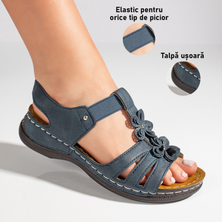 Sandale dama cu platforma si bareta elastica albastre MOD09247, 3, modlet.ro