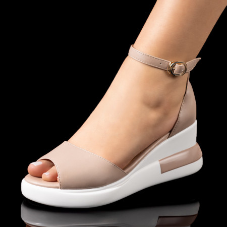 Sandale dama, Sandale dama cu platforma si bareta pe glezna bej MOD08513, modlet.ro
