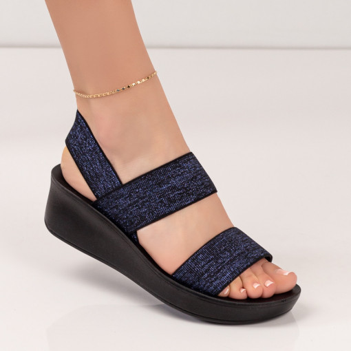 Sandale dama cu platforma si barete elastice albastre ZEF04191