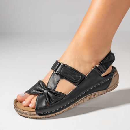 Sandale dama cu platforma si scai negre ZEF11576