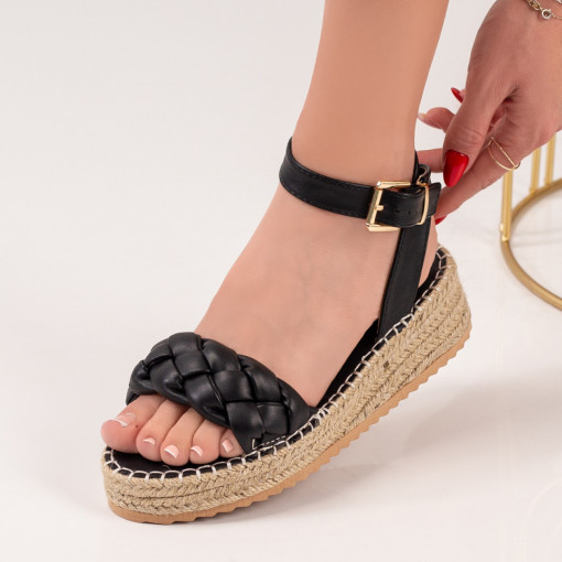 REDUCERI INCALTAMINTE, Sandale dama cu talpa groasa negre MOD04026, modlet.ro
