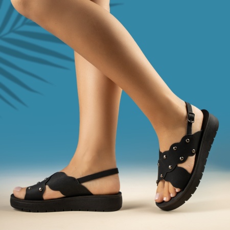 Sandale dama cu talpa groasa negre MOD13892