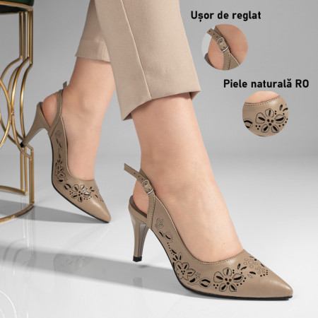 Sandale dama cu toc gri din Piele Naturala MOD11305, 3, modlet.ro