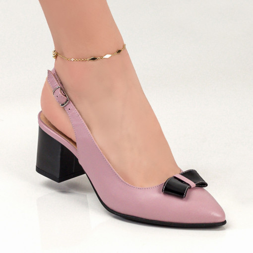 Sandale dama elegante din Piele roz cu varful acoperit MDL04810