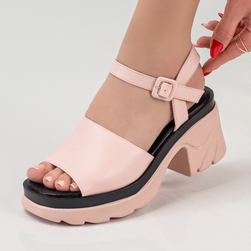 Sandale cu toc si platforma, Sandale dama roz cu toc si platforma ZEF04040 - zeforia.ro
