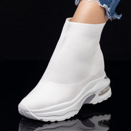 REDUCERI INCALTAMINTE, Sneakers dama albi din material textil MOD01732, modlet.ro