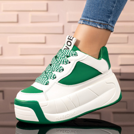 Adidasi dama, Sneakers dama verzi cu talpa groasa ZEF10067 - zeforia.ro