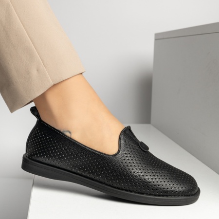 Balerini dama cu perforatii negri MOD14296, 2, modlet.ro