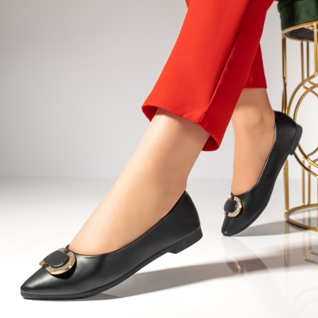 Balerini si Mocasini Dama, Balerini dama cu strasuri negri MOD13039, modlet.ro