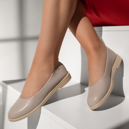 Balerini si Mocasini Dama, Balerini dama cu talpa joasa gri MOD11011, modlet.ro