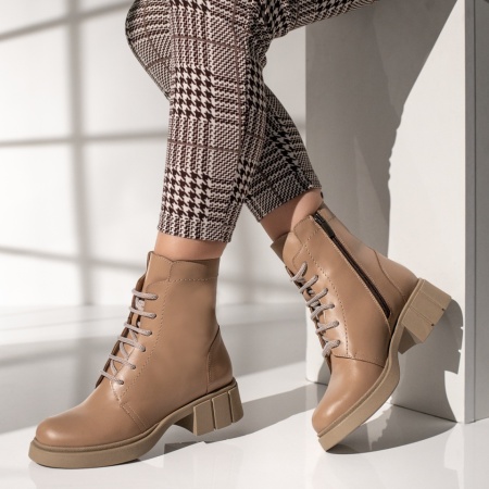Bocanci dama cu siret nude MOD12426, 2, modlet.ro