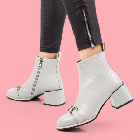 Botine albastre dama cu toc gros si accesoriu decorativ MOD06031, 4, modlet.ro