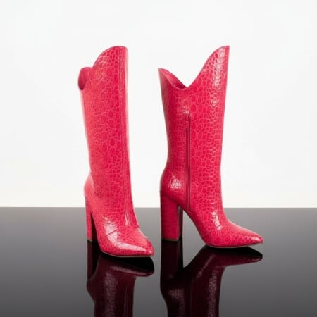 REDUCERI INCALTAMINTE, Ciocate dama roz cu toc gros si imprimeu MOD07219, modlet.ro