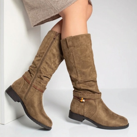 Cizme dama cu fermoar khaki suede din Piele naturala FLORINA12, 3, modlet.ro