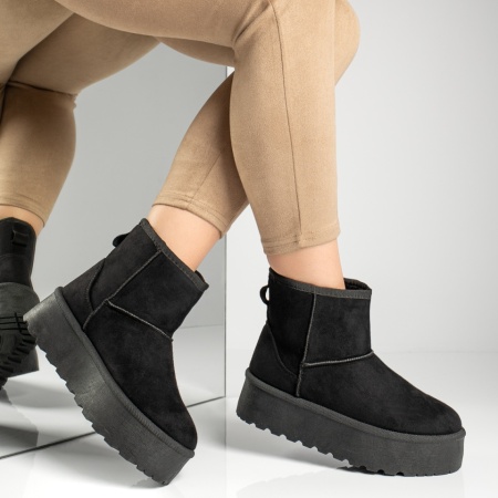 Cizme dama cu talpa groasa si print tip UG negru suede MOD12835, 3, modlet.ro