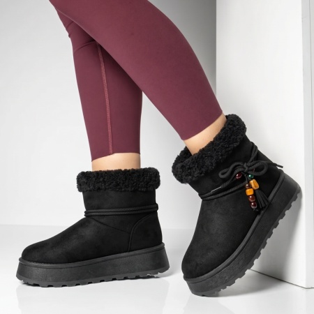 Cizme dama cu talpa groasa tip oog negru suede LILI47, 2, modlet.ro