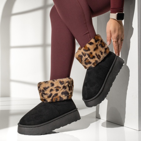 Cizme dama cu talpa groasa tip oog negru suede MOD14111, 2, modlet.ro
