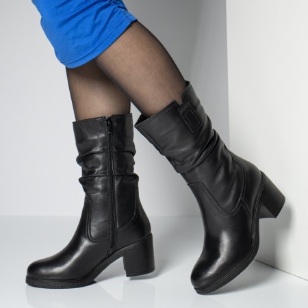 Cizme dama cu toc negre din Piele naturala MOD05615, 2, modlet.ro