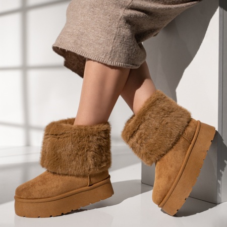 Cizme scurte, Cizme dama maro suede tip UG MOD12406, modlet.ro