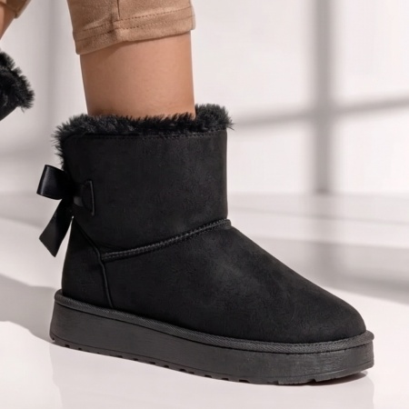 Cizme dama tip UG cu fundita negru suede EMA49, 3, modlet.ro