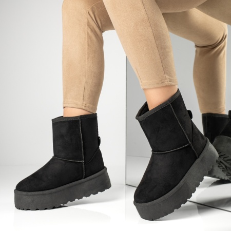 Cizme de iarna, Cizme dama tip UG negru suede MOD12269, modlet.ro