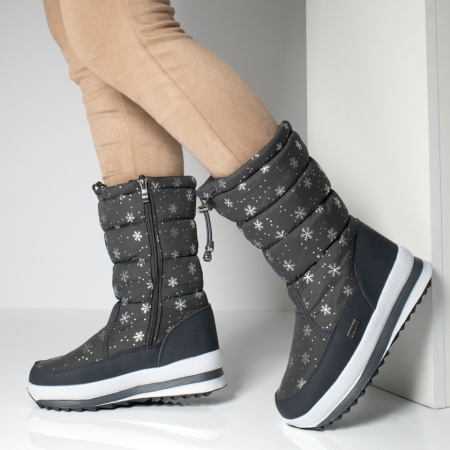 Cizme gri de zapada din fas dama cu fermoar MOD06677, 1, modlet.ro