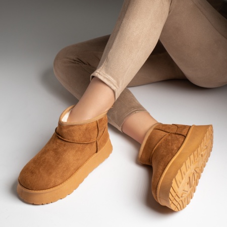 Cizme scurte dama tip oog maro suede MOD12590, 2, modlet.ro