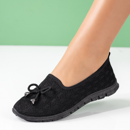 REDUCERI INCALTAMINTE, Espadrile dama cu fundita din material textil negre MOD09084, modlet.ro