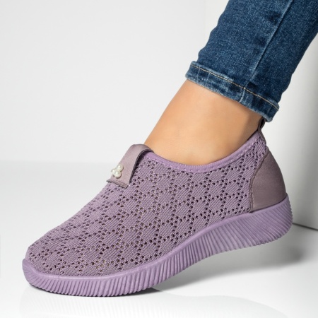 Incaltaminte dama, Espadrile dama cu perforatii din material textil mov MOD13060, modlet.ro