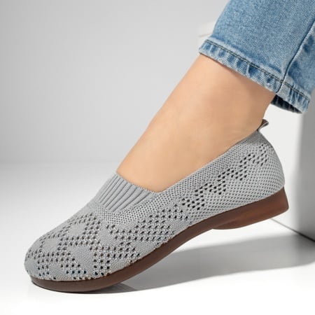 Pantofi dama, Espadrile dama cu perforatii si talpa joasa gri MOD13063, modlet.ro