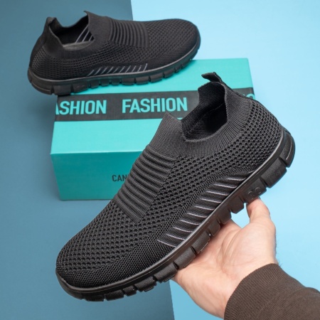 Adidasi barbati, Espadrile sport barbati negru cu alb MOD13237, modlet.ro