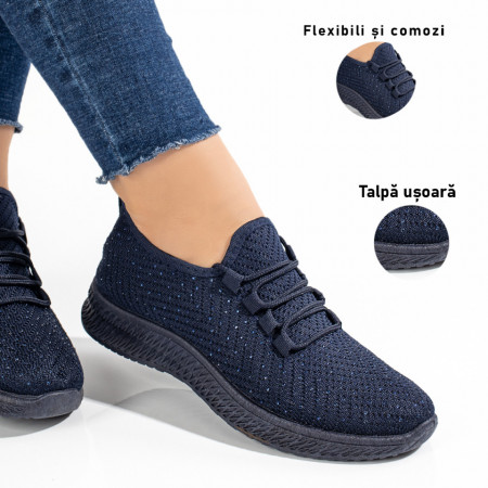 Espadrile sport dama albastre cu siret si strasuri ZEF10998, 3, zeforia.ro