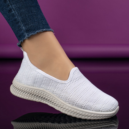 REDUCERI INCALTAMINTE, Espadrile sport dama din material textil albe MOD09088, modlet.ro